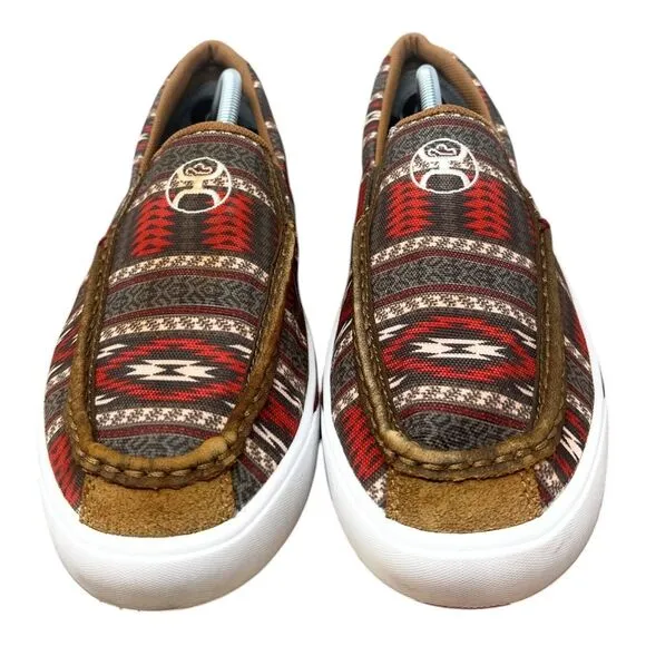 Twisted X Hooey Loper Slip On Sneakers Mens 10 Gray Red Southwestern MHYC023