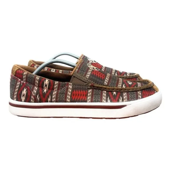 Twisted X Hooey Loper Slip On Sneakers Mens 10 Gray Red Southwestern MHYC023