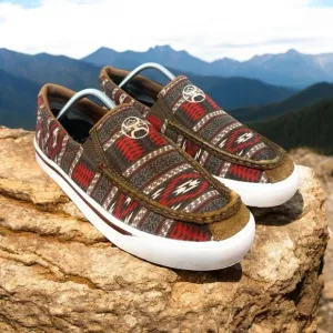 Twisted X Hooey Loper Slip On Sneakers Mens 10 Gray Red Southwestern MHYC023