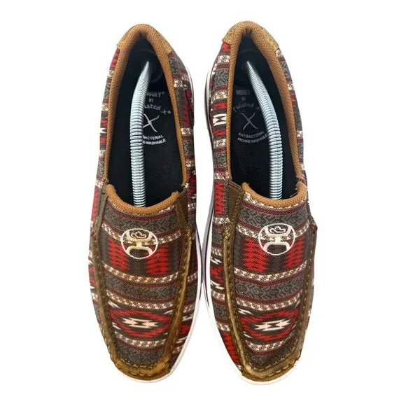 Twisted X Hooey Loper Slip On Sneakers Mens 10 Gray Red Southwestern MHYC023
