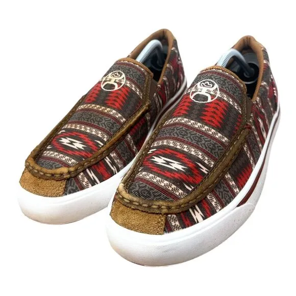 Twisted X Hooey Loper Slip On Sneakers Mens 10 Gray Red Southwestern MHYC023