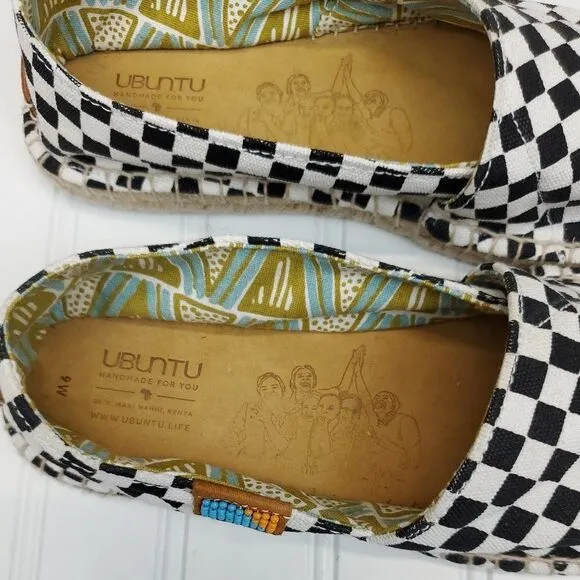 Ubuntu Afridrilles Black &amp; White Checker Espadrilles