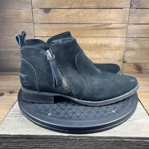 UGG Aureo II Waterproof Zip Ankle-High Boots Booties Black Suede Womens Size 9