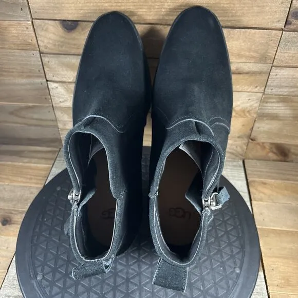 UGG Aureo II Waterproof Zip Ankle-High Boots Booties Black Suede Womens Size 9