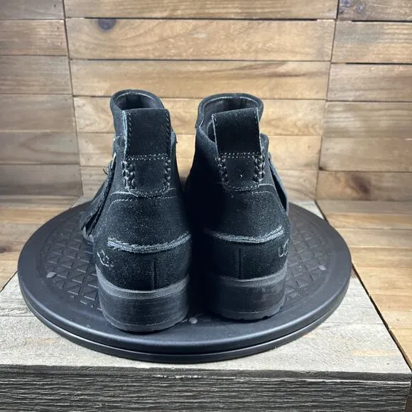 UGG Aureo II Waterproof Zip Ankle-High Boots Booties Black Suede Womens Size 9