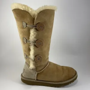 Ugg Australia Bailey Button Triplet Boots Suede Tall Shearling Lined Womens 6