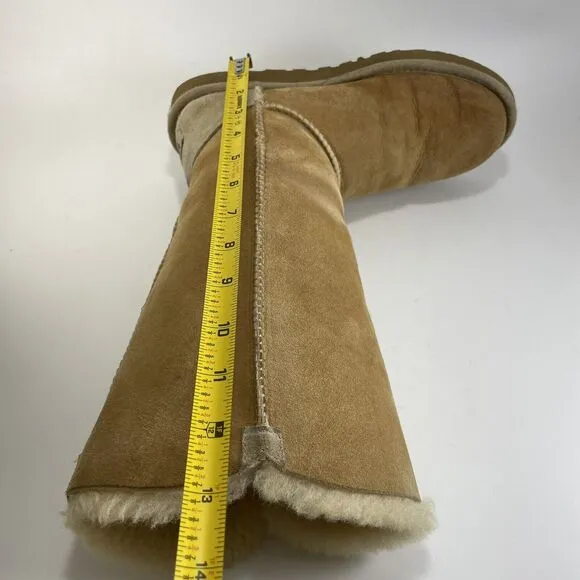 Ugg Australia Bailey Button Triplet Boots Suede Tall Shearling Lined Womens 6