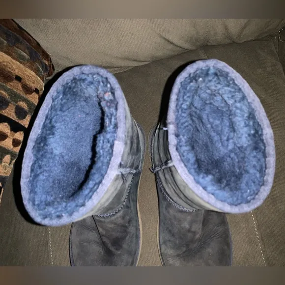 UGG Australia Blue Suede BOOTS women size 5 Fur Lined Classic