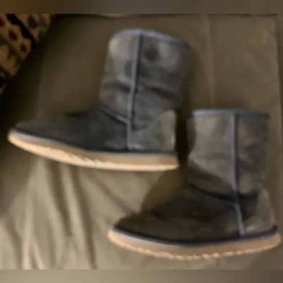 UGG Australia Blue Suede BOOTS women size 5 Fur Lined Classic