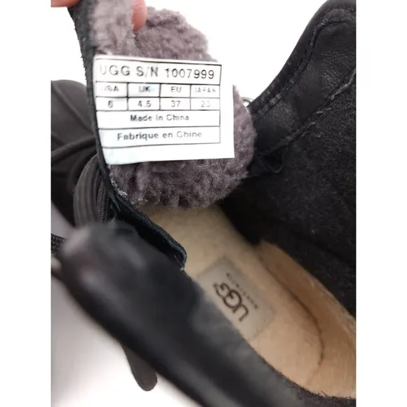 UGG Australia Cecile Waterproof Duck Boots Womens Size 6 Black Lace Up 1007999