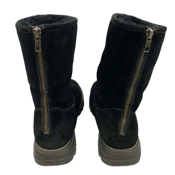 Ugg Australia Langley Tall Black Leather Sheepskin Fur Lined Boots 1016040 - 7