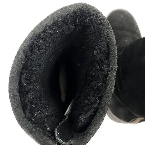 Ugg Australia Langley Tall Black Leather Sheepskin Fur Lined Boots 1016040 - 7