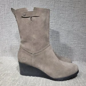 UGG Australia Potrero Women's Size 11 US Gray Suede Waterproof Wedge Boots