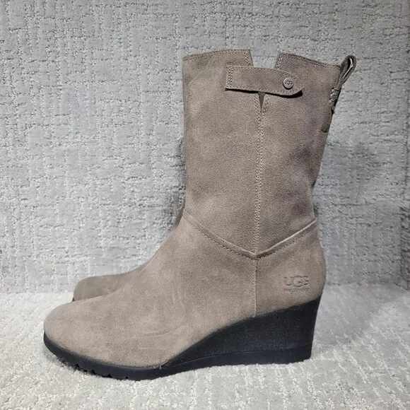 UGG Australia Potrero Women's Size 11 US Gray Suede Waterproof Wedge Boots