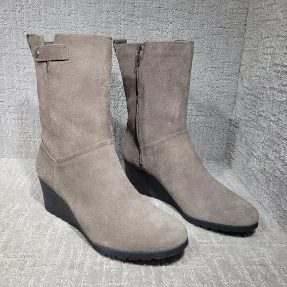 UGG Australia Potrero Women's Size 11 US Gray Suede Waterproof Wedge Boots