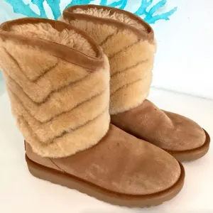 UGG AUSTRALIA TAN SUEDE WARM FUR BOOTS SIZE 6