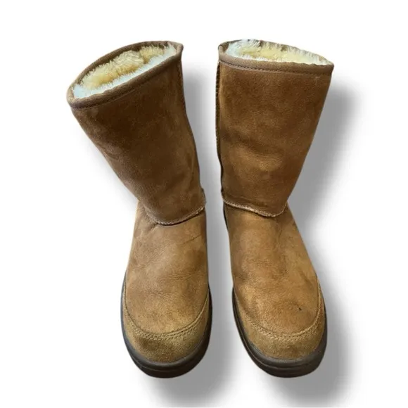 UGG Australia Ultimate Short 5275 Mid Calf Boots Chestnut Suede Women's Size 7