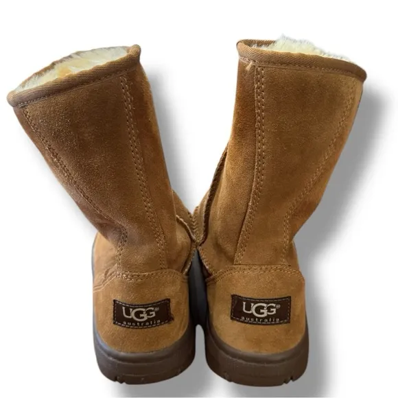 UGG Australia Ultimate Short 5275 Mid Calf Boots Chestnut Suede Women's Size 7