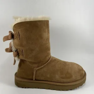 UGG Bailey Bow II Shearling Lined Boots Womens Size 5 Chestnut Tan Booties