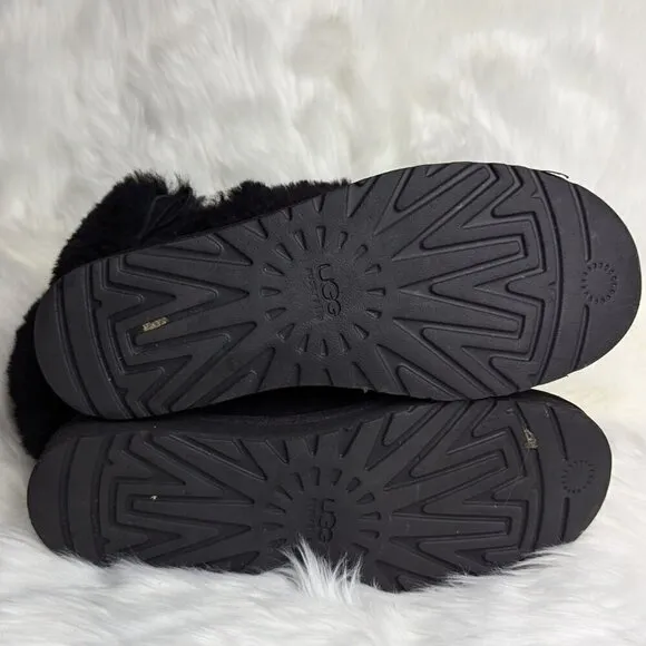 Ugg Bailey Button II  Women's Size 10 Black Suede Fur Lined Warm Boots