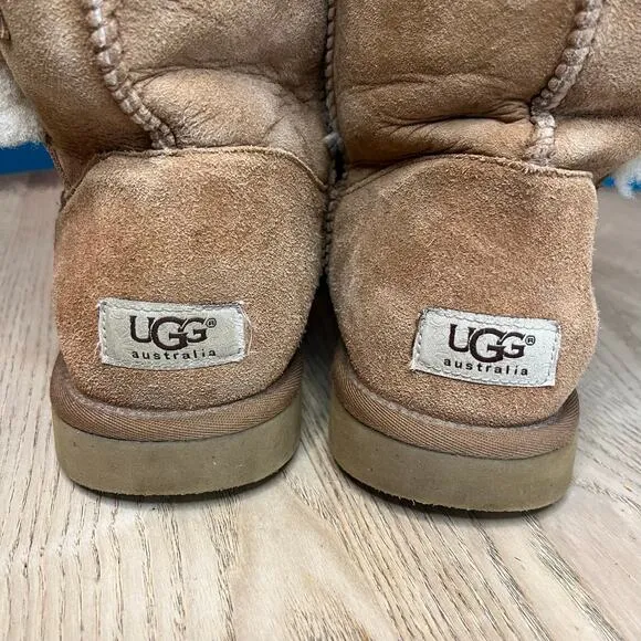 UGG Bailey Button Triplet Fur Lined Suede Classic Tall Boots Chestnut Women’s 11