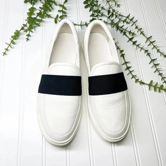 Ugg Black &amp; White Leather Chayze Slip On Sneakers Women's Size 9