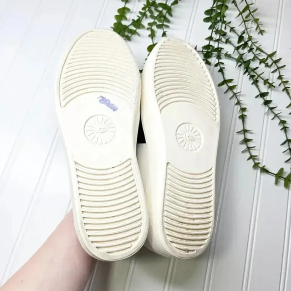 Ugg Black &amp; White Leather Chayze Slip On Sneakers Women's Size 9