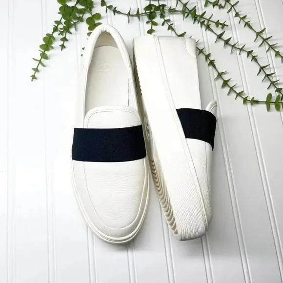 Ugg Black &amp; White Leather Chayze Slip On Sneakers Women's Size 9