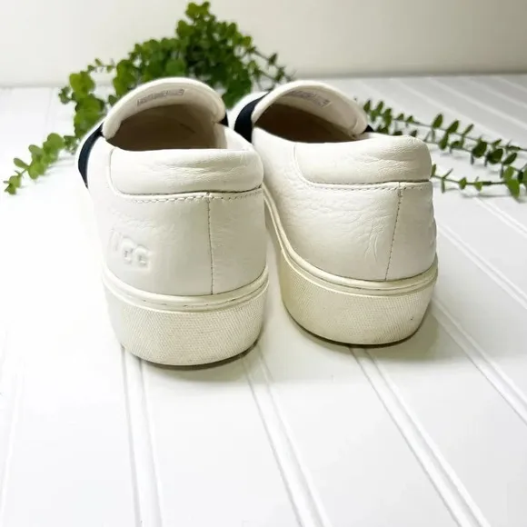 Ugg Black &amp; White Leather Chayze Slip On Sneakers Women's Size 9