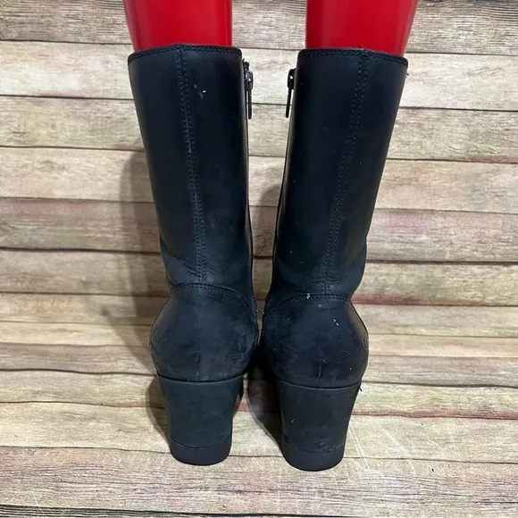 Ugg Black Leather Joely Waterproof Wedge Boots