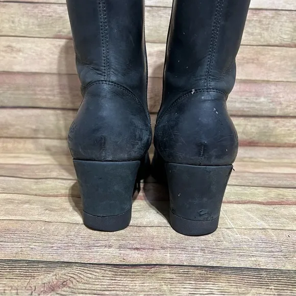 Ugg Black Leather Joely Waterproof Wedge Boots