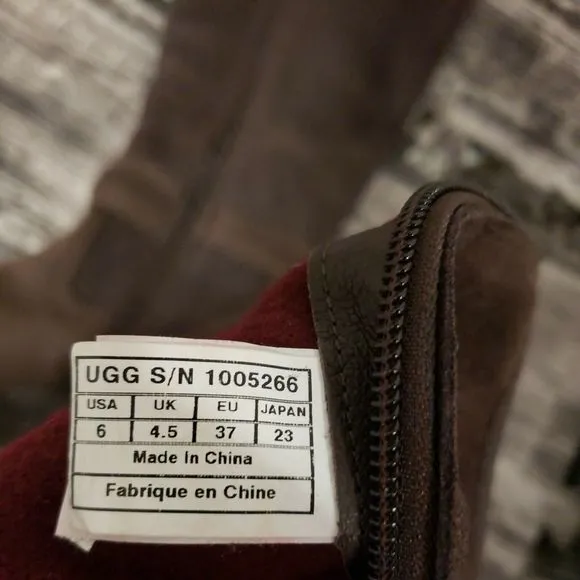 UGG BOOTS LESLEY SUEDE KNEE HIGH WEDGE WATERPROOF (1005266) WOMENS SIZE 6 BROWN