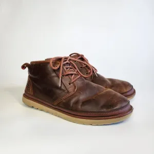 UGG Boots Mens‎ Size 11 Neumel Lined Brown Leather Chukka Lace Up Boots Western