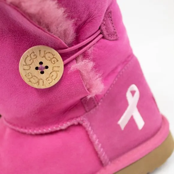 UGG Boots Womens Size 8 Bailey Pink Breast Cancer Awarenes Suede Limited Edition