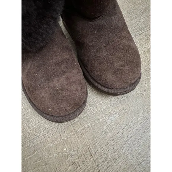 UGG Brown Sheepskin &amp; Suede Fur-Lined Boots
