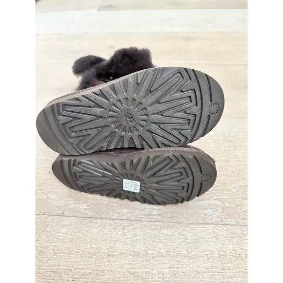 UGG Brown Sheepskin &amp; Suede Fur-Lined Boots
