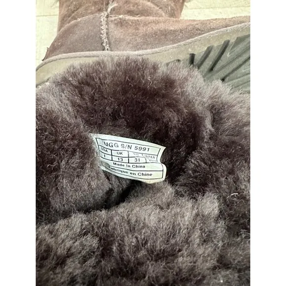 UGG Brown Sheepskin &amp; Suede Fur-Lined Boots