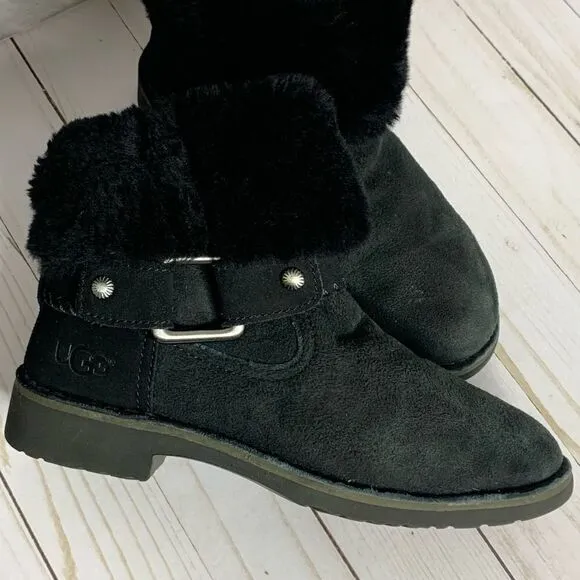 Ugg Cedric Black fur lined leather boots
