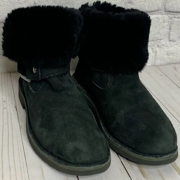 Ugg Cedric Black fur lined leather boots