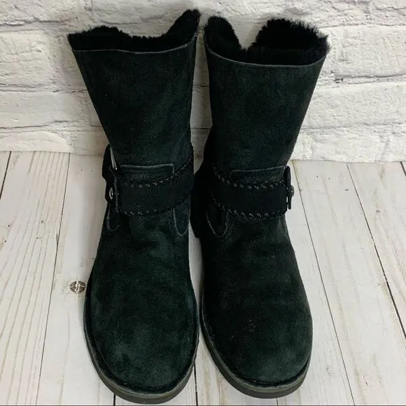 Ugg Cedric Black fur lined leather boots