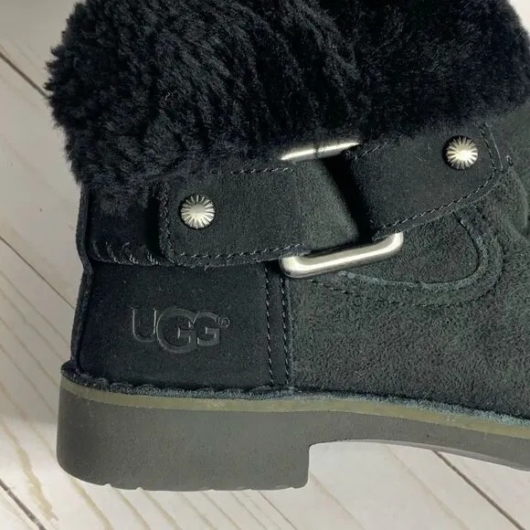 Ugg Cedric Black fur lined leather boots