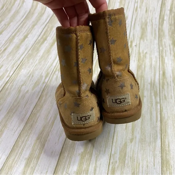 UGG Classic Short II Brown Star Print Water Resistant Suede Boots