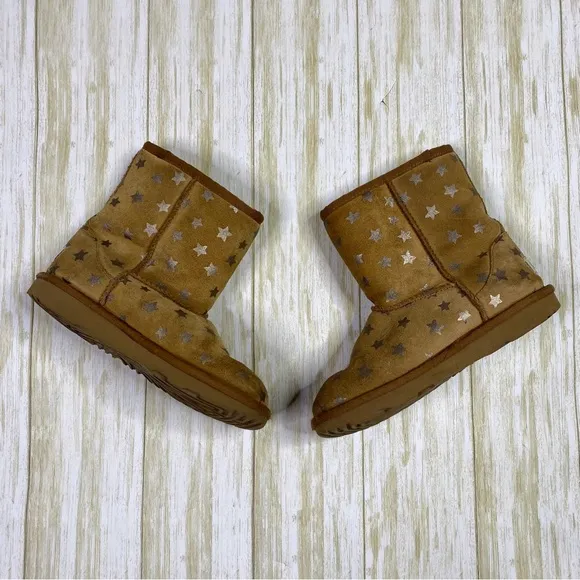 UGG Classic Short II Brown Star Print Water Resistant Suede Boots