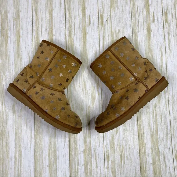 UGG Classic Short II Brown Star Print Water Resistant Suede Boots
