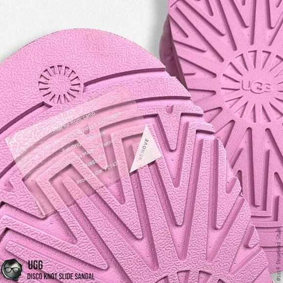 UGG DISCO KNOT PLATFORM SLIDE SANDAL IN WILDFLOWER FUCHSIA SIZE 7 WOMEN’S SHOE
