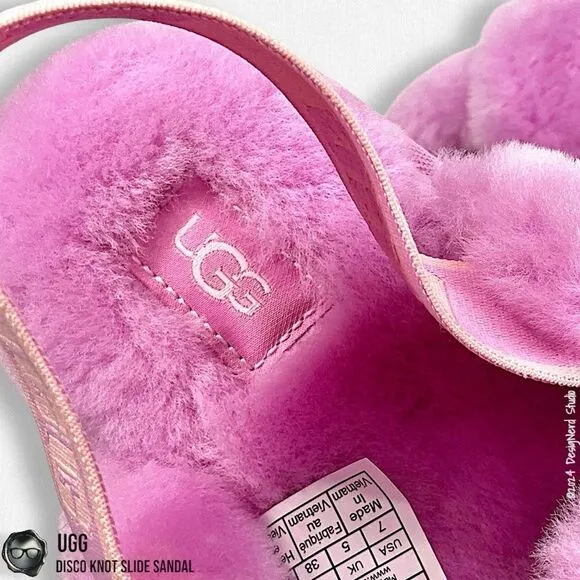 UGG DISCO KNOT PLATFORM SLIDE SANDAL IN WILDFLOWER FUCHSIA SIZE 7 WOMEN’S SHOE