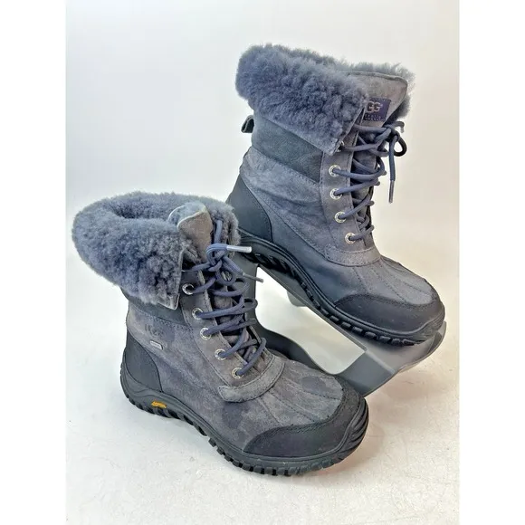 UGG F10011I Women's Adirondack Slate Suede Boots Size 8 Sheepskin Waterproof