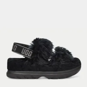 UGG FLUFF SUGAR BLACK SLIDES 7