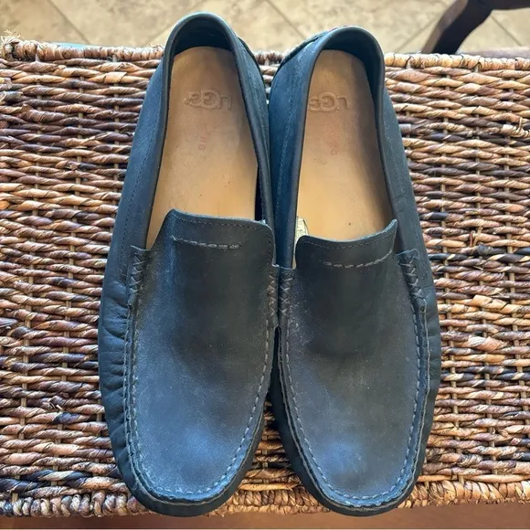 UGG Henrick Loafers Slip on Moccasins Black Size 10.5 Men's 1017317 Leather