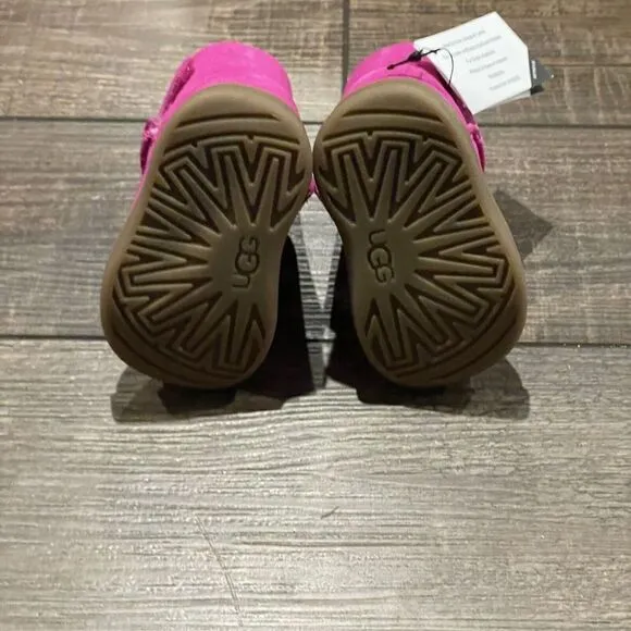 UGG I KEELAN Boot Infant 0/1 Pink Suede Shoes Fur Lined Winter Boots NEW